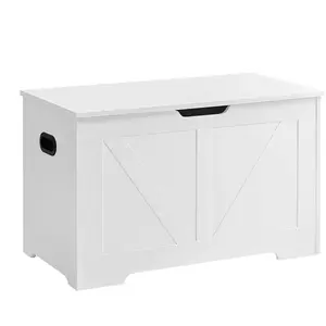 VASAGLE Coffre de rangement avec 2 charnières de sécurité, Blanc / 40 x 80 x 46 cm LSB062T14 pas cher