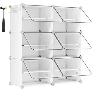 SONGMICS Rangement chaussures 6 compartiments modulable, Blanc / 6 Compartiments LPC033W01 pas cher