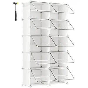 SONGMICS Rangement chaussures 10 compartiments modulable, Blanc LPC035W01 pas cher