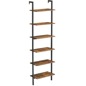 Vasagle Staande opbergplank met 6 planken in vintage bruin-zwart met ladderontwerpVendu parsongmics