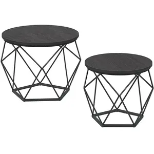 VASAGLE Table basse ronde plateau amovible, Noir LET040B22 pas cher