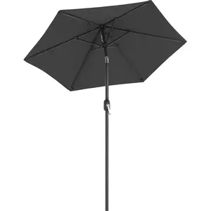SONGMICS Parasol de jardin avec manivelle, Gris / Ø 3,4 m GPU045G01 pas cher