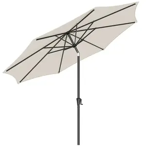 SONGMICS Parasol de jardin avec manivelle, Beige / Ø 3,4 m GPU045M01 pas cher