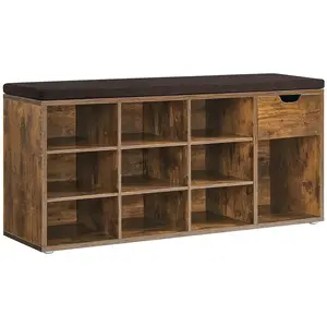 VASAGLE Banc à chaussures marron rustique, Marron Rustique + Marron LHS024T01 pas cher
