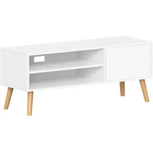 Vasagle TV-meubel met 1 deur 40 x 120 x 49 cm wit TV-meubel voor TV's tot 55 inch in wit industrieel design pas cher