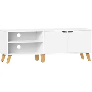 Calicosy Meuble Tv 2 Niches Et 2 Portes Blanc - L140 Cm pas cher