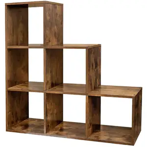 VASAGLE Étagère escalier avec compartiments ouverts, Marron Caramel / 129,5 x 29 x 129,5 cm LBC010B50 pas cher