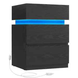 Songmics, Table de chevet, Nachttisch LED-Beleuchtung 3 Schubladen Schwarz (35 x 40 x 55 cm) pas cher