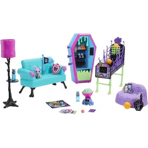 MONSTER HIGH SALON DE JEU POUR ETUDIANT, MEUBLES DE MAISON DE POUPEE E pas cher