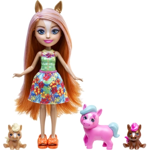Enchantimals-Famille de Pensee Poney-Poupée et 3 figurines poneys HXB99 pas cher