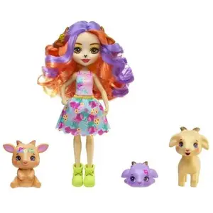 Enchantimals-Famille de Golita Chèvre-Poupée et 3 figurines chèvres HXC00 pas cher