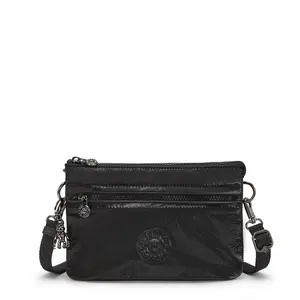Kipling Sac Bandoulière Riri Zip Jet Black Glam Noir Petit Femme 70% Polyamide, 30% Polyurethane