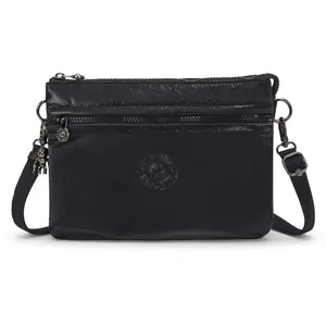 Kipling Sac Bandoulière Riri L Zip Jet Black Glam Noir Standard Femme 70% Polyamide, 30% Polyurethane