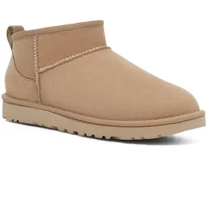 UGG Enkellaarsjes Dames / Laarzen / Damesschoenen - Suède - Ultra Mini - Zand - Maat 38 pas cher