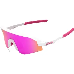 100%, Unisexe, Lunettes de sport, SLENDALE YOUTH Matte White/Pink - HiPER Vital Pink Mirror Lens (matt white pink, matte white/pink, Pink), Blanc, Pink