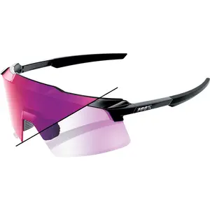 100%, Unisexe, Lunettes de sport, AEROCRAFT Gloss Black - Purple Mirror Photochromic Lens (Noir brillant, Violet), Violet, Noir