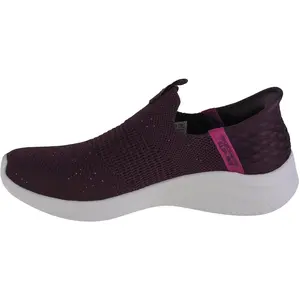Basket Basse à Enfiler Skechers Ultra Flex 3.0 Shiny Night - SKECHERS - Femme - Vin - Blanc - Plat - Synthétique pas cher