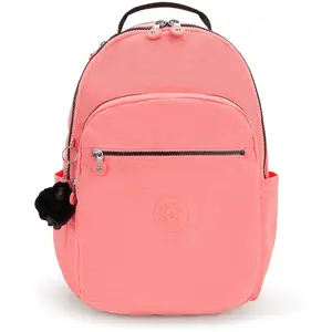 kipling Sac à dos Basic Seoul Backpack L Peach Peace corail noir pour femme et homme pas cher