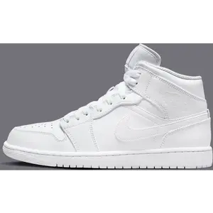 Nike Jordan Air 1 Mid Homme - White/White/White, White/White/White 44 pas cher