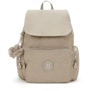 Kipling Sac À Dos City Zip S Glorious Beige Silver Imprimé Petit Femme 60% Polyamide, 40% Recycled Polyamide pas cher