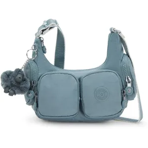 Kipling Sac Bandoulière Rikka Mini Relaxed Grey Bleu Petit Femme 56% Recycled Polyamide, 44% Polyamide pas cher