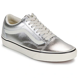 Baskets basses Vans Old Skool LEATHER METALLIC SILVER femme pas cher