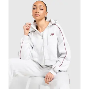 New Balance Pipe Full Zip Hoodie - Gris, Gris XL pas cher