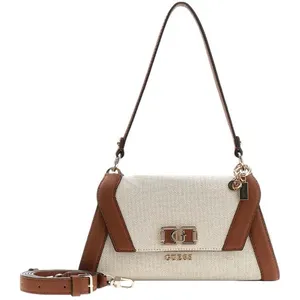 GUESS schoudertas Karnilla Flap Shoulder Bag Natural / Cognac beige pas cher