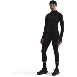 Nike Tempo Swoosh Dri-fit Dames Half-zip Top Hv2842-010 - Kleur Zwart-wit - Maat L