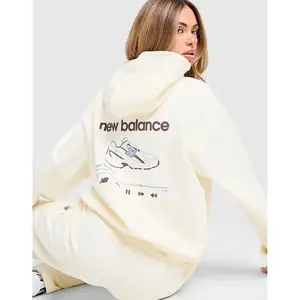 New Balance Sweat à capuche 740 - Crème, Crème M pas cher