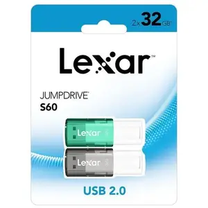 Pack de 2 clés USB Lexar JumpDrive S60 32 Go Noir et vert pas cher
