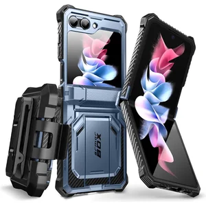 i-Blason Armorbox Geschikt Voor Galaxy Z Flip5 hoesje met screen protector - Blauw pas cher