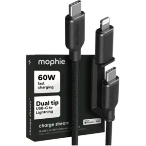 Câble de charge MOPHIE USB-C + lightning 1m Noir chargestream pas cher
