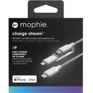 Câble de charge MOPHIE USB-C + ligthning 1m blanc chargestream pas cher