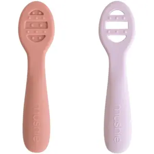 Mushie Lot de 2 cuillères d'apprentissage Rose-Soft Lilac pas cher