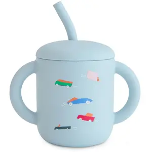 Mushie Tasse à paille Retro Cars pas cher