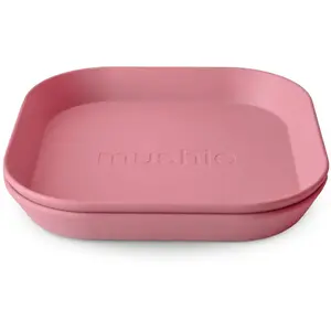 Mushie Lot de 2 assiettes carrées Dusty Rose pas cher