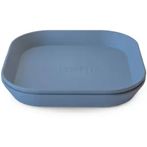 Mushie Lot de 2 assiettes carrées Twilight Blue pas cher