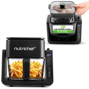 NutriChef 3,8 Liter Airfryer & Grill   7-in-1 Voorgeprogrammeerde Kook...