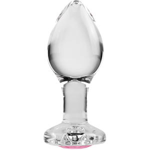 Plug Bijou en verre Gem Glass Small 6 x 2.7cm Rose   pas cher