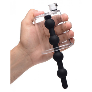 XR Brands Cylindre de bouton de rose avec insert en silicone perlé   Noir