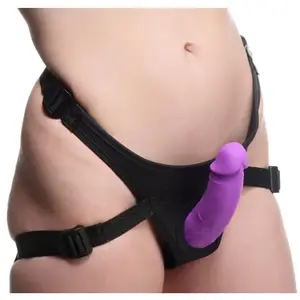 XR Brands Double Charmer - Silicone Double Dildo with Harness pas cher