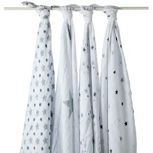Lot de 4 maxi langes twinkle gris - aden + anais pas cher