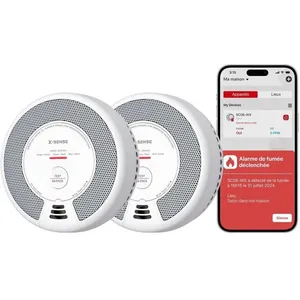 X-Sense Wi-Fi Détecteur de Fumée et de Monoxyde de Carbone Connecté avec Pile remplaçable,SC06-WX,Lot de 2 pas cher