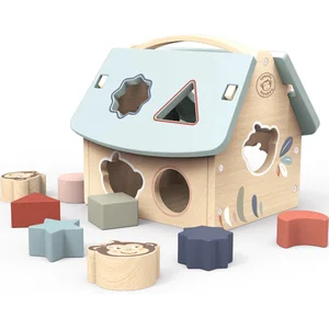Speedy Monkey - Huisvormige Sorteerpuzzel met 8 blokken - 19,5x17x18,5cm