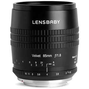 Lensbaby Velvet 85 Sony E, longueur focale 85 mm, 24 cm, limite de mise au point focale, compatible avec les appareils photo reflex Sony LBV85X pas cher