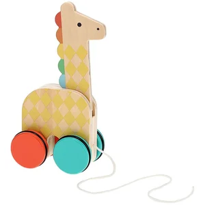 Petit Collage Jouet à Tirer Girafe En Bois pas cher