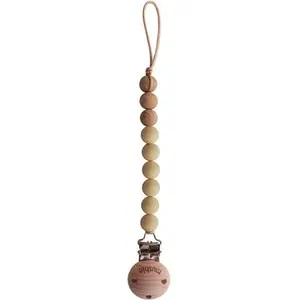Mushie Speenkoord EVA - Mustard Yellow / Hout (look) - 100% siliconen ...