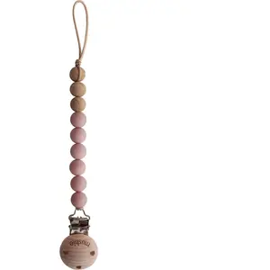 Mushie Speenkoord EVA - Powder / Hout (look) - 100% siliconen kralen pas cher