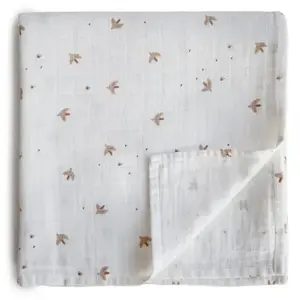 Mushie Maxi lange en coton bio Sparrows (120 x 120 cm) pas cher